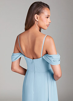 Azazie Amyra Bridesmaid Dresses Sky Blue Sheath Off the Shoulder Chiffon Convertible Dress image7