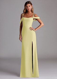 Azazie Callan Brautjungfernkleider Wandelbar Meerjungfrau-Linie Plissee Chiffon Kleid Zitronensorbet image1
