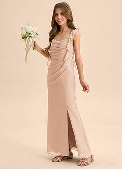 Azazie Jessamine Junior English Rose Mermaid Sweetheart Neckline Chiffon Dress image6