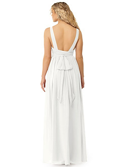 Azazie Kora Bridesmaid Dresses White A-Line Pleated Chiffon Dress image4