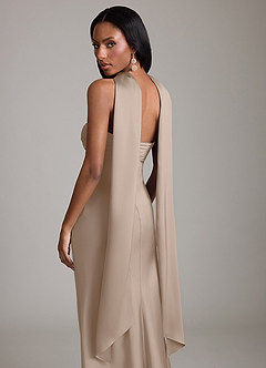 Azazie Saylor Jurken voor bruidsmeisjes Jurk van Stretch Satijn met Zeemeermin Strapless Taupe image7