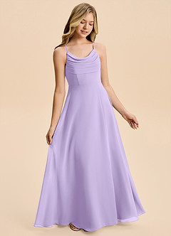 Azazie Gia Junior Lilac A-Line Pleated Chiffon Dress image4