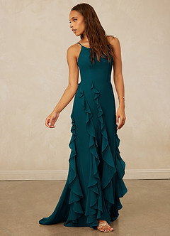 Christian Siriano Bridal for Azazie 1006 Bridesmaid Dresses Pine Mermaid Ruched Chiffon Dress image4