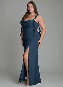 Azazie Jessamine Bridesmaid Dresses Dark Navy Mermaid Corset Chiffon Dress image12