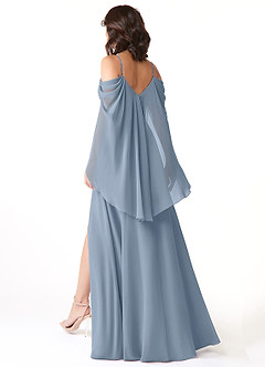 Azazie Cienna Bridesmaid Dresses Dusty Blue A-Line Off the Shoulder Chiffon Dress image5