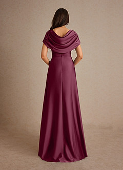 Azazie Branford Mother of the Bride Dresses Mulberry A-Line Pleated Stretch Satin Dress image6