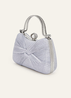 front Glittery Pleated Knot Clutch