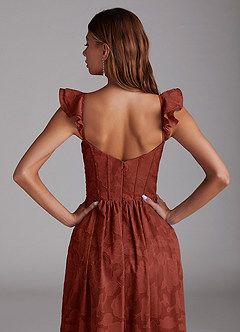 Azazie Denisse Robes de demoiselle d'honneur Robe Trapèze en Blumen-Burnout Rayé Terracotta image6
