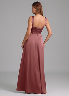 Azazie Rosaline Jurken voor bruidsmeisjes Jurk van Stretch Satijn met A-Lijn Zijsplit Amethist image2