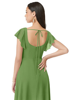 Azazie Bondi Bridesmaid Dresses Basil A-Line Ruched Chiffon Dress image5