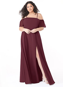 Azazie Sue Jurken voor bruidsmeisjes Converteerbaar Jurk van Chiffon met A-Lijn Off the Shoulder Cabernet image6