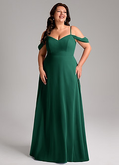 Azazie Marley Bridesmaid Dresses Emerald A-Line Off the Shoulder Chiffon Convertible Dress image13