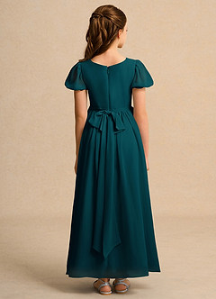 Azazie Joss Flower Girl Dresses Pine A-Line with Sleeves Chiffon Dress image10