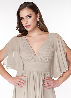 Azazie Temeka Bridesmaid Dresses Frost A-Line Ruched Chiffon Dress image6