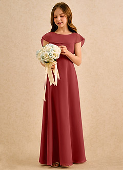 Azazie Kittie Girls Formal Flower Girl Klänningar Klä A-Line i Chiffong image3