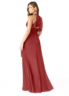 Azazie Aviv Brautjungfernkleider A-Linie Plissee Chiffon Kleid Rost image2