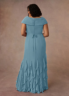 Azazie Bailora Klänningar till brudens mor Klänning Sjöjungfru i Chiffong Ruched Moody Blue image8