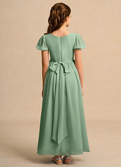 Azazie Lilia Girls Formal Blumenmädchenkleider A-Linie mit ärmel Chiffon Kleid Matcha image2