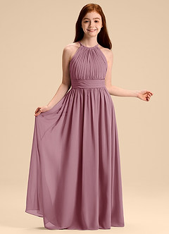 Azazie Malone Junior Robe Trapèze en Mousseline de soie Plissée Mauve Vintage image6