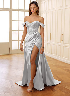 Rowane Silver Corset Rhinestone Sheer Lace Prom Dress image6