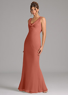 Azazie Rylina Bridesmaid Dresses Clay Mermaid Pleated Chiffon Dress image5