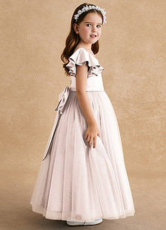 Azazie Suzy Blumenmädchenkleider A-Linie mit ärmel Tüll Kleid Blassrosa image3