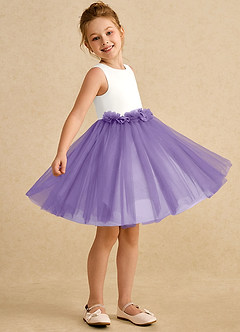Azazie Louisa Flower Girl Dresses Ivory Tahiti A-Line Sleeveless Tulle Dress image3
