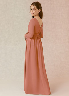 Azazie Angelica Junior MAI TAI A-Line Pleated Chiffon Dress image2
