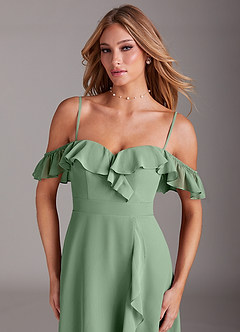 Azazie Lyra Robes de demoiselle d'honneur Robe Trapèze Convertible en Mousseline de soie Matcha image2
