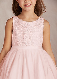 Azazie Calla Flower Girl Dresses Blushing Pink Ball-Gown Lace Tulle Dress image6