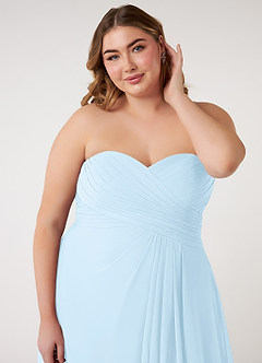 Azazie Arabella Allure Vestidos de damas de honor Vestido de Azul Cielo de Gasa de Corte en A Convertible con Escote de Corazón image18