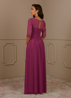 Azazie Harriet Mother of the Bride Dresses Mulberry A-Line Scoop lace Mesh Dress image4