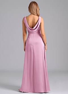 Azazie Karina Bridesmaid Dresses Candy Pink A-Line Pleated Stretch Satin Dress image6