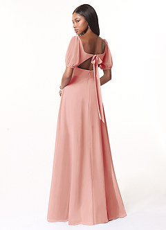 Azazie Alani Robes de demoiselle d'honneur Robe Trapèze en Mousseline de soie Encolure carrée Rosette image2