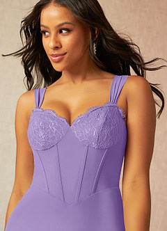 Azazie Camellia Final Sale Tahiti Sheath Lace Chiffon Dress image4