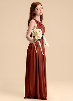 Azazie Bibiane Junior Klänning av A-Line i Stretch Satin Plisserad image5