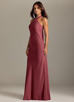 Azazie Doretta Bridesmaid Dresses Merlot Mermaid Pleated Chiffon Dress image4