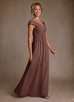Azazie Myrtle Mère de la mariée Robes Robe Trapèze en Mousseline de soie Plissée Expresso image3
