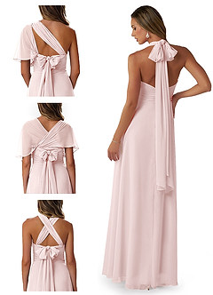 Azazie Fifi Abiti da Damigella Abito Convertibile A-Line in Chiffon Senza Cinturino Rosa Rossore image8