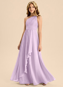 Azazie Skye Junior Frosted Lilac A-Line Pleated Chiffon Dress image3