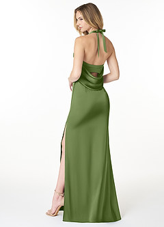 Azazie Myla Bridesmaid Dresses Juniper Sheath Cowl Keyhole Stretch Satin Dress image2