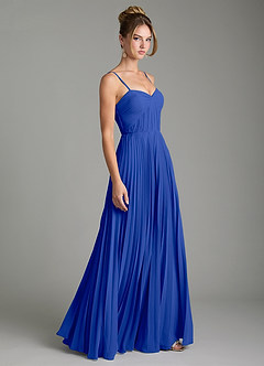 Azazie Teagan Robes de demoiselle d'honneur Robe Trapèze en Mousseline de soie Encolure en Forme de Cœur Bleu Roi image5
