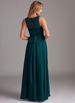 Azazie Kingsley Bridesmaid Dresses Pine A-Line Lace Chiffon Dress image2