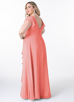 Azazie Omari Bridesmaid Dresses Coral A-Line Chiffon Dress image8