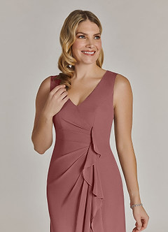 Azazie Manuella Mother of the Bride Dresses Desert Rose A-Line V-Neck Pleated Chiffon Dress image8