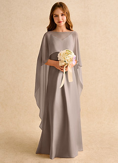 Azazie Fishie Girls Formal Flower Girl Dresses Taupe A-Line Matte Satin Dress image3