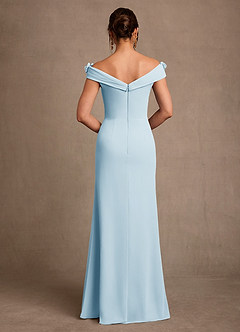 Azazie Jettie Mère de la mariée Robes Robe Fourreau en Mousseline de soie Plissée Bleu Ciel image3