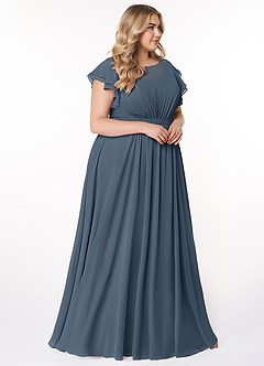 Azazie Daphne Modest Bridesmaid Dresses A-Line Ruffled Chiffon Floor-Length Dress image4