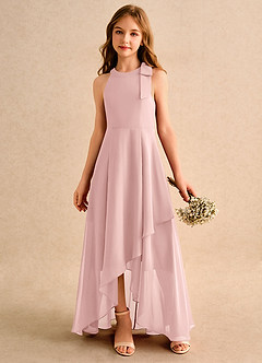 Azazie Boop Girls Formal Abiti da Ragazza di Fiori Abito A-Line in Chiffon Fiocco Rosa Cipria image4