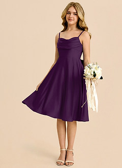 Azazie Bear Junior Grape A-Line Sweetheart Neckline Stretch Satin Dress image4